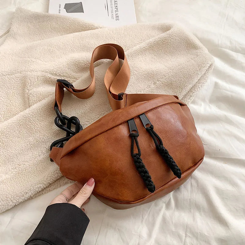 Vintage Leather Fanny Pack – Adjustable Crossbody Belt Bag for Women & Men