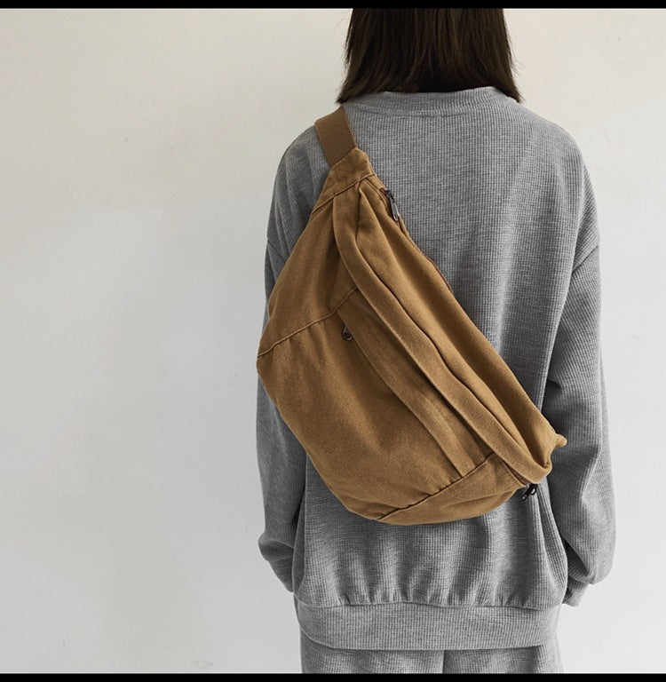 Unisex XL Canvas Crossbody Bag – Adjustable Strap, Large Capacity for Travel, Festivals & Daily Use