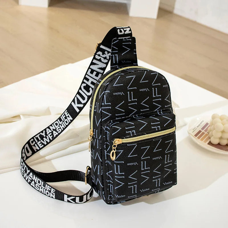 Streetstyle Mini Backpack & Crossbody Bag – Trendy Printed Shoulder Bag with Zipper Closure – Compact & Versatile Fashion Accessory