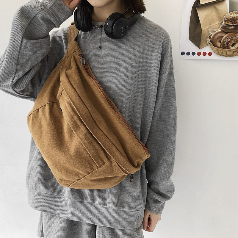 Unisex XL Canvas Crossbody Bag – Adjustable Strap, Large Capacity for Travel, Festivals & Daily Use