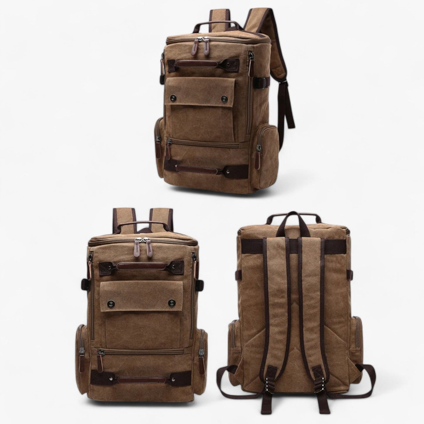 Vintage Canvas Backpack – Durable Unisex Rucksack with Laptop Compartment