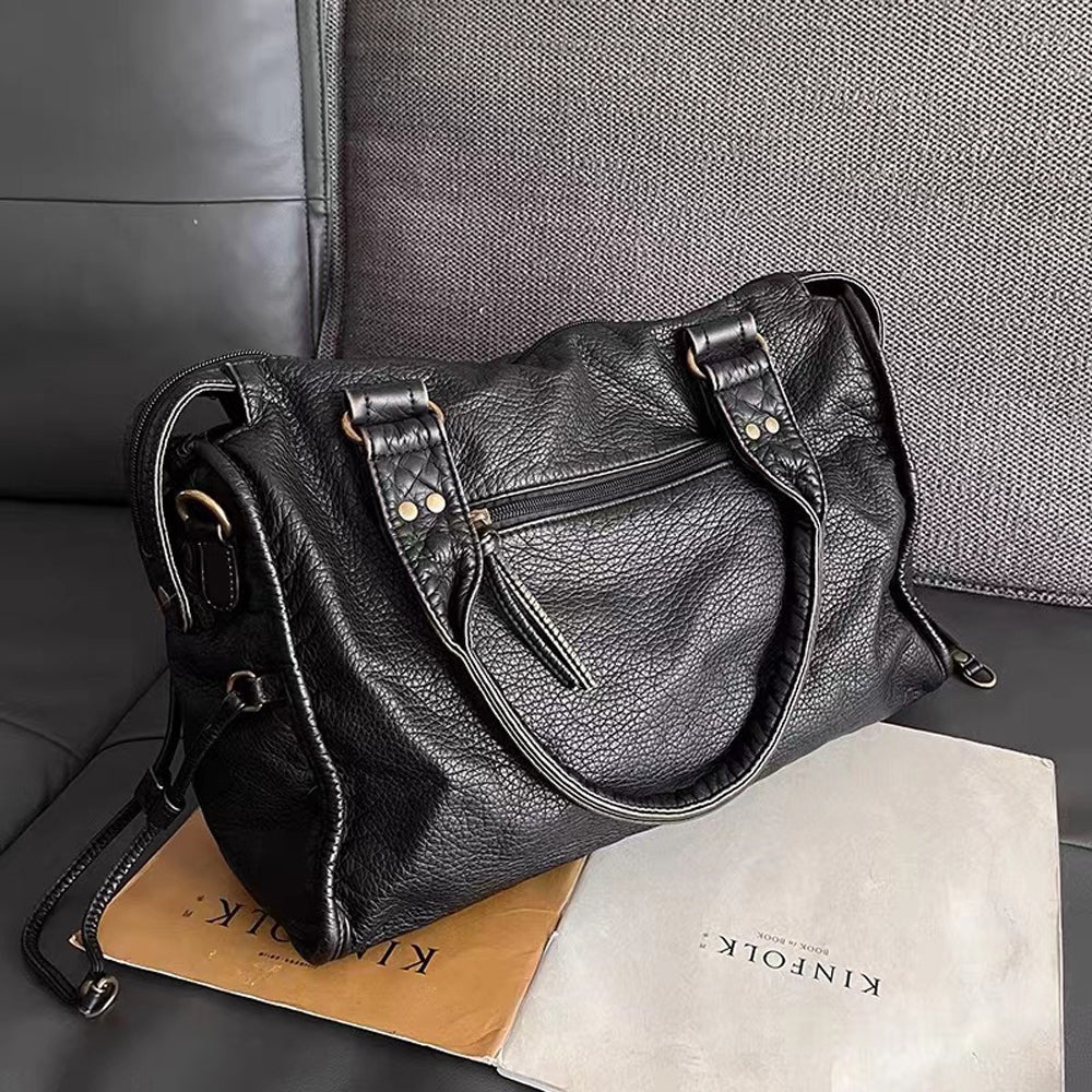 Luxe Black Leather Tote Bag for Women – Timeless Design with Spacious Interior