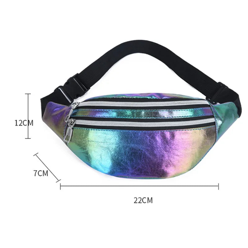 Holographic Crossbody Hip Bag – Trendy Festival Waist Pack with Adjustable Strap