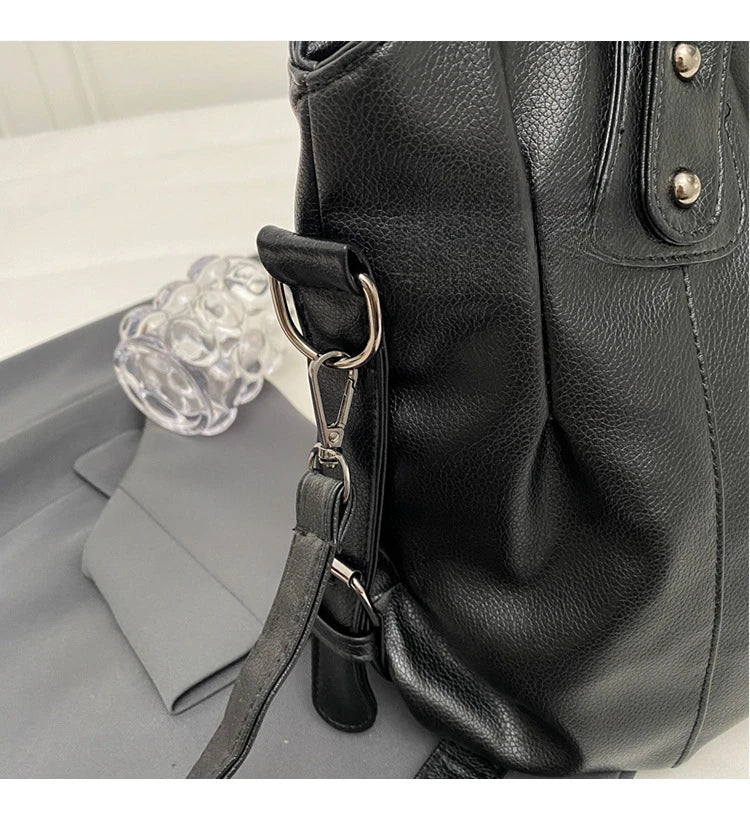 Stylish PU Leather Shoulder Bag – Spacious Tote with Multiple Pockets for Women