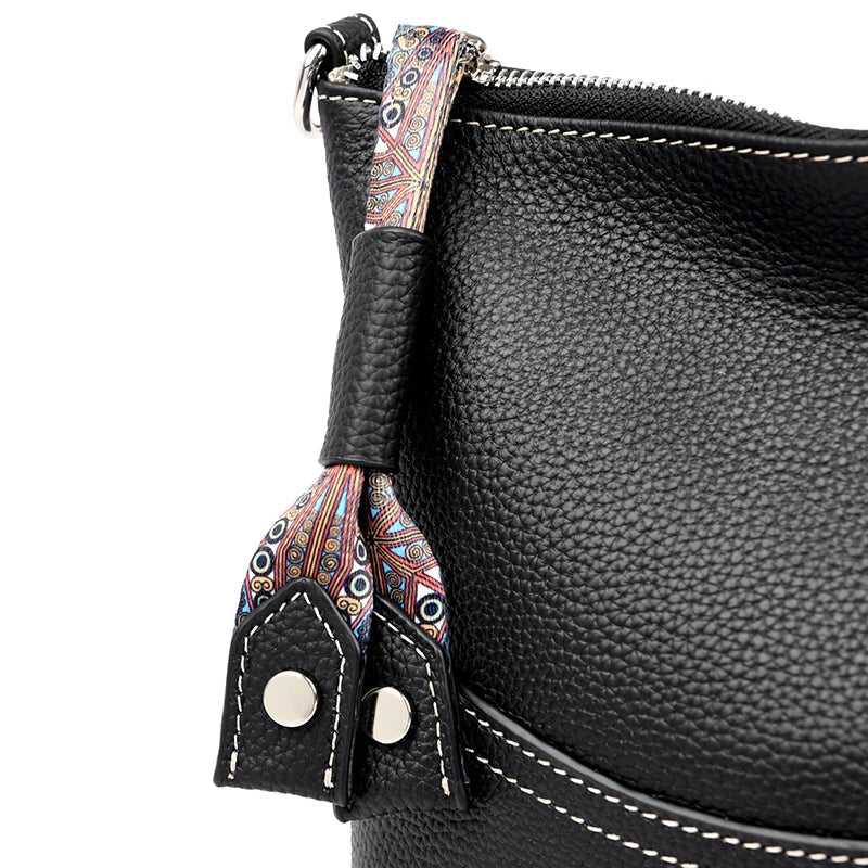 Black Crossbody Bag for Women – Adjustable Wide Strap Shoulder Bag with Multiple Pockets