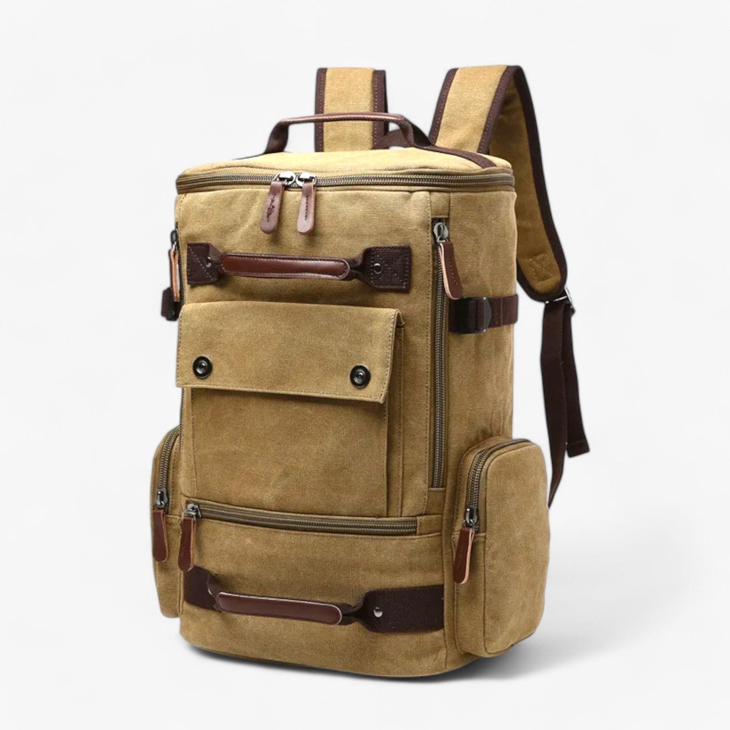 Vintage Canvas Backpack – Durable Unisex Rucksack with Laptop Compartment