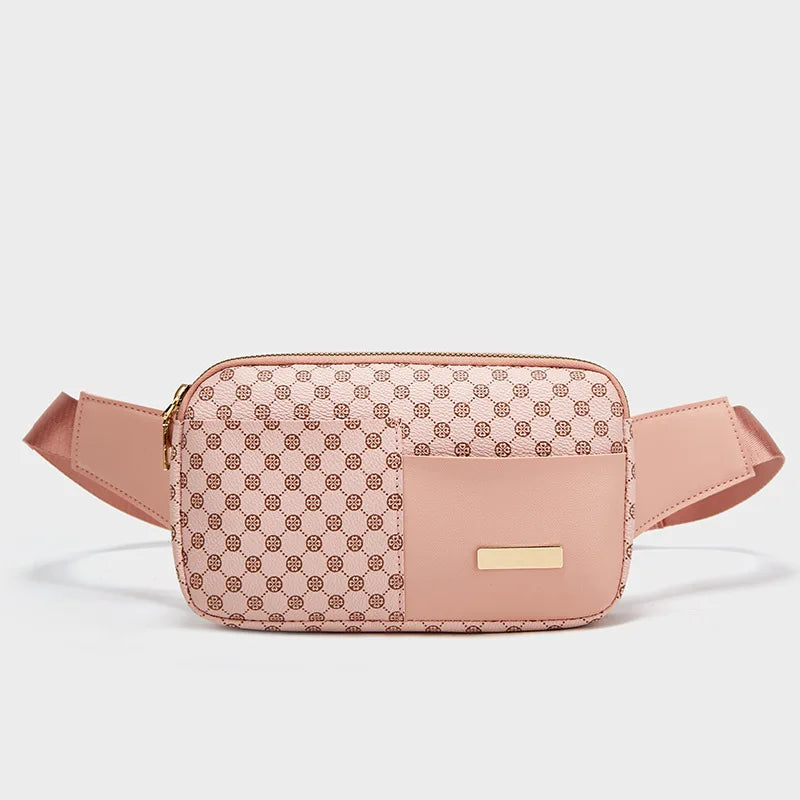 Luxe Crossbody Fanny Pack – Unisex Checker & Leopard Print Waist Bag with Adjustable Strap