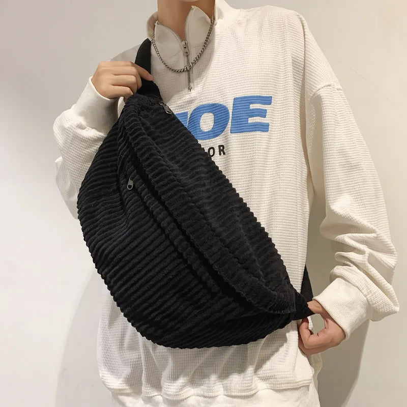 Trendy Corduroy Crossbody Bag – Spacious, Adjustable, and Comfortable