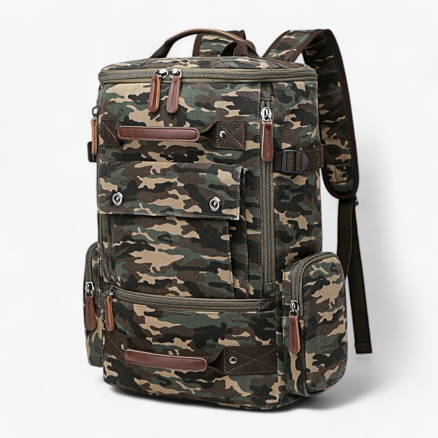 Vintage Canvas Backpack – Durable Unisex Rucksack with Laptop Compartment