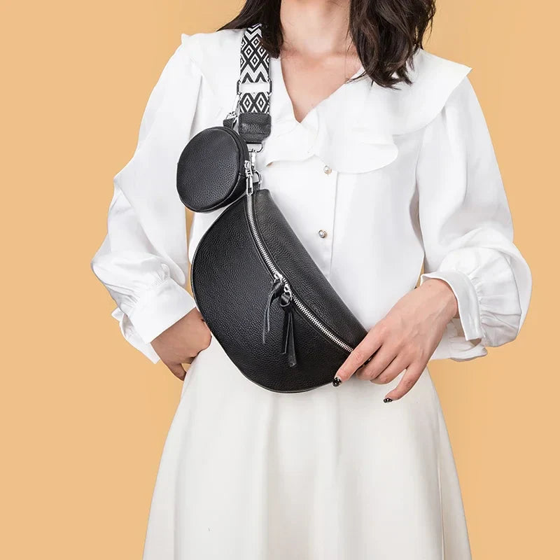 Stylish PU Leather Crossbody Bag with Braided Strap & Detachable Coin Pouch