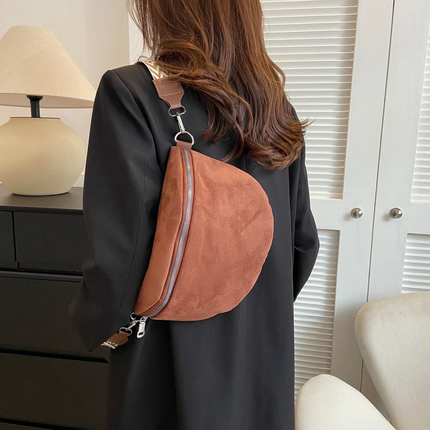 Minimalist Suede Hip Bag – Versatile Crossbody & Fanny Pack for Women