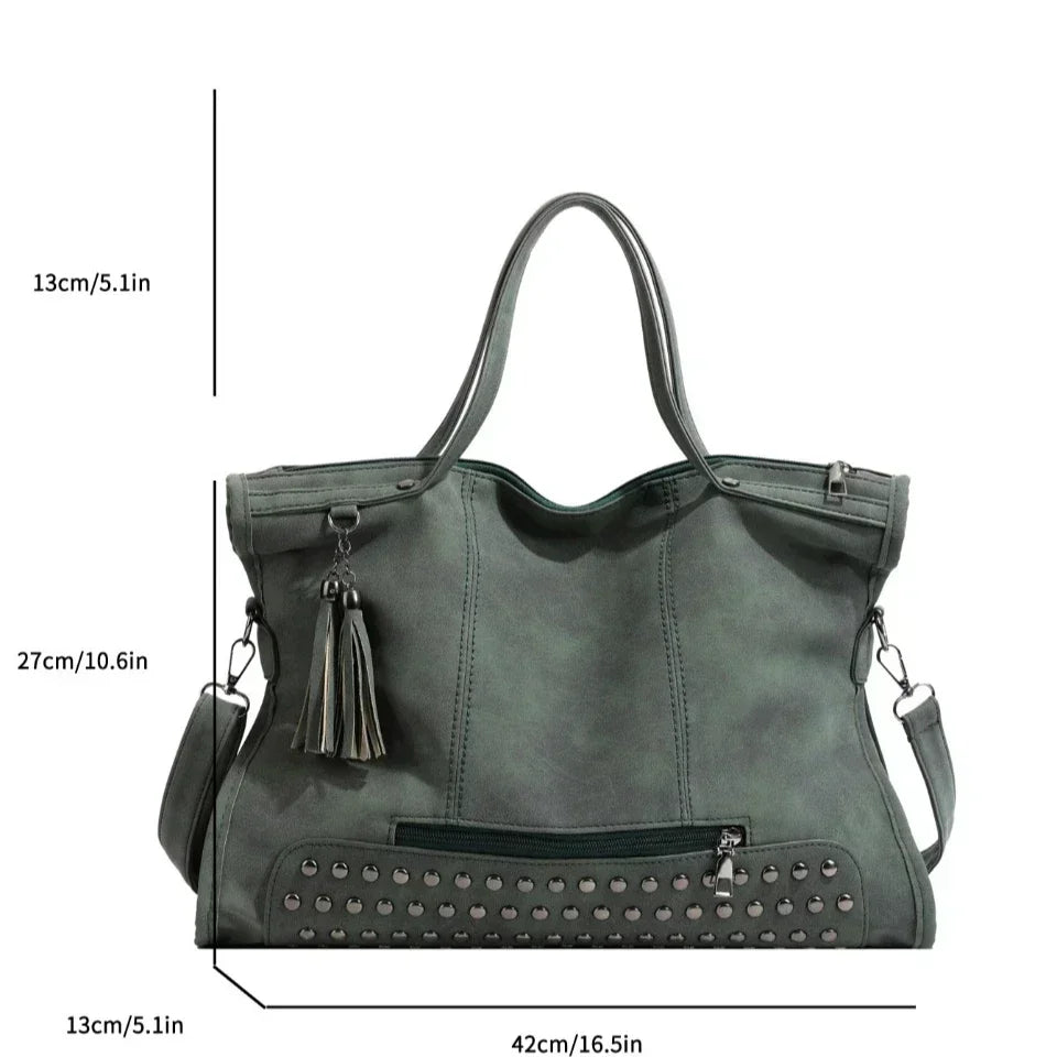 Women’s Large Faux Leather Tote Bag | Spacious Shoulder / Handbag for Work & Daily Use