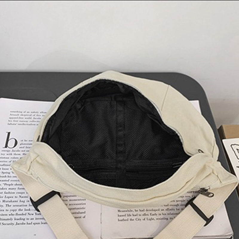 Unisex XL Canvas Crossbody Bag – Adjustable Strap, Large Capacity for Travel, Festivals & Daily Use