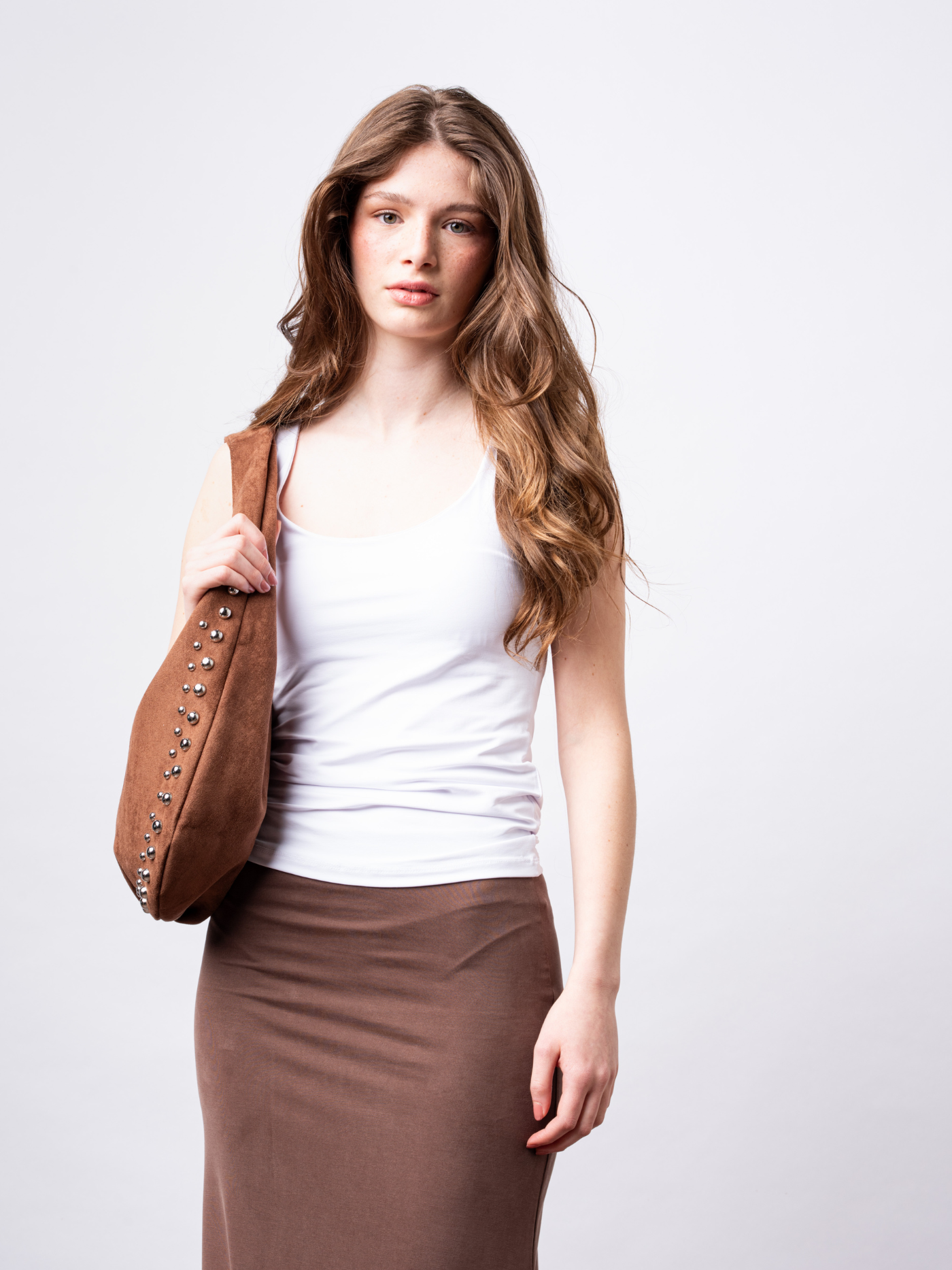 Black Vegan Leather Shoulder Bag with Studs – Bold & Stylish