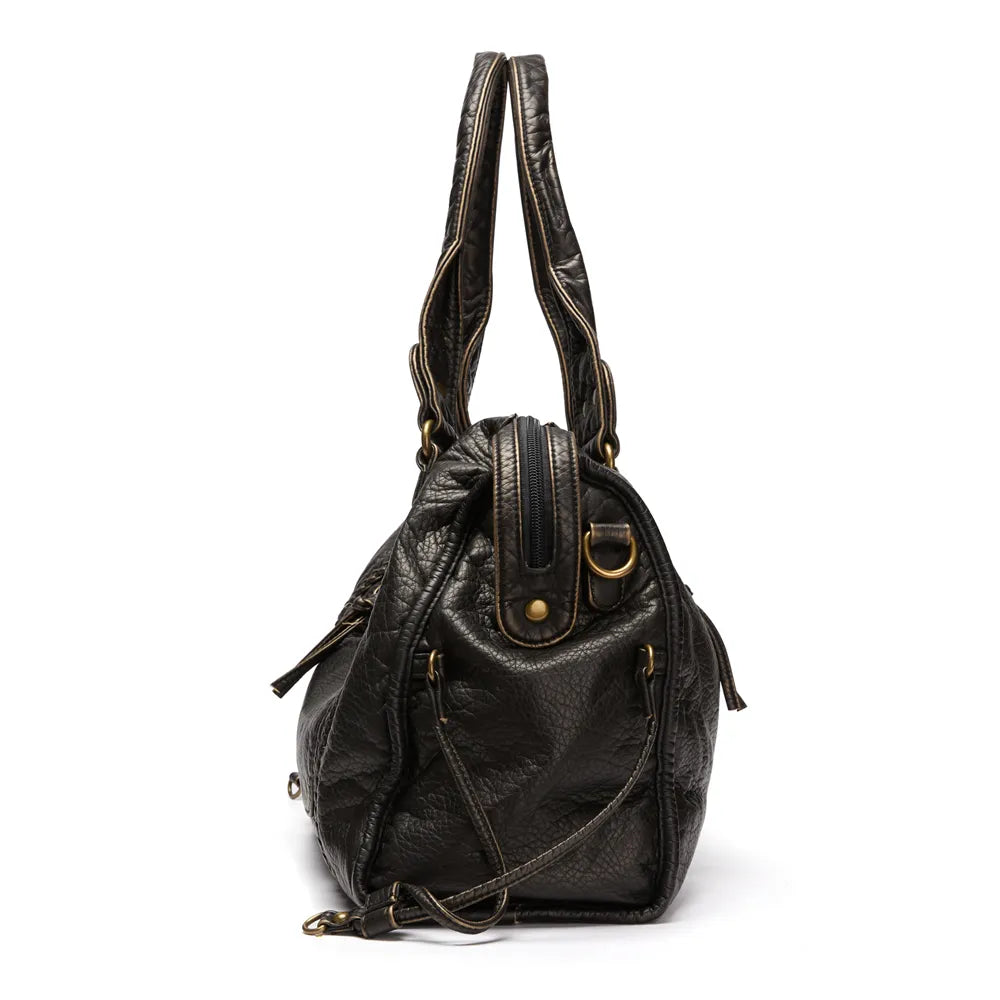 Luxe Black Leather Tote Bag for Women – Timeless Design with Spacious Interior