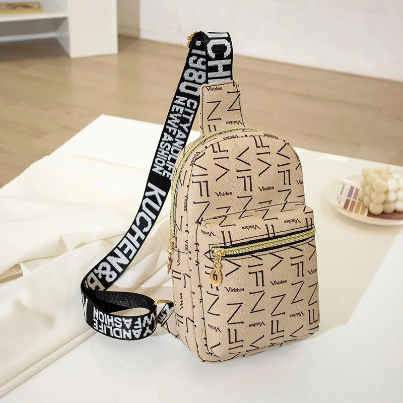 Streetstyle Mini Backpack & Crossbody Bag – Trendy Printed Shoulder Bag with Zipper Closure – Compact & Versatile Fashion Accessory