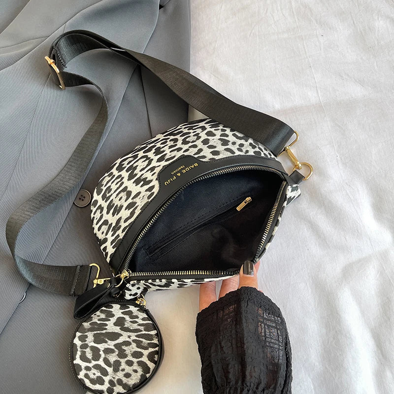 Leopard Print Crossbody & Waist Bag – Adjustable Strap, Mini Pouch, Trendy Animal Print