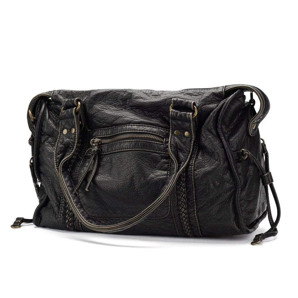 Luxe Black Leather Tote Bag for Women – Timeless Design with Spacious Interior