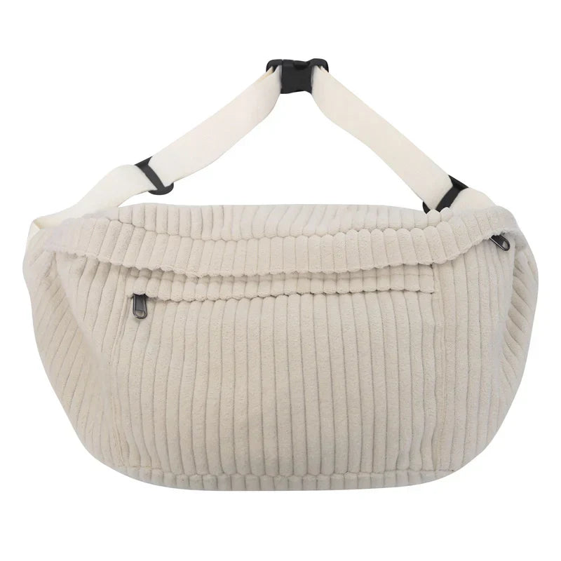 Trendy Corduroy Crossbody Bag – Spacious, Adjustable, and Comfortable