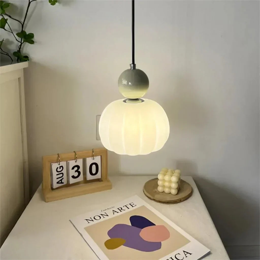 Art Deco Pendant Light – Cream G9 Hanging Lamp with Adjustable Cable