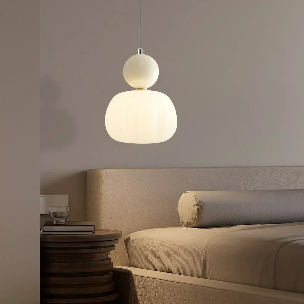 Art Deco Pendant Light – Cream G9 Hanging Lamp with Adjustable Cable