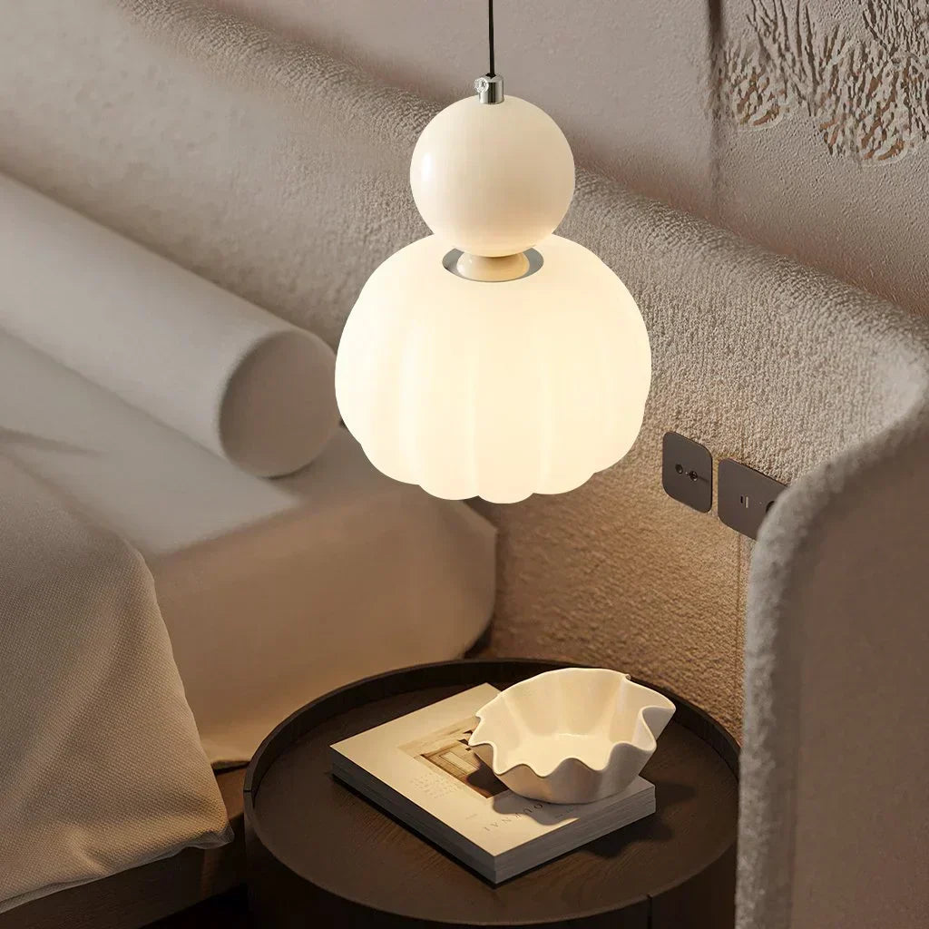 Art Deco Pendant Light – Cream G9 Hanging Lamp with Adjustable Cable