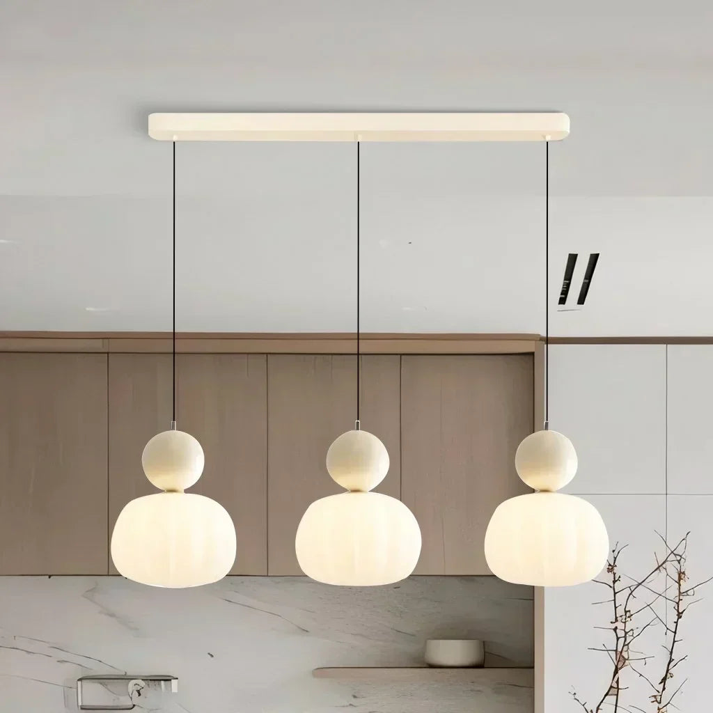 Art Deco Pendant Light – Cream G9 Hanging Lamp with Adjustable Cable