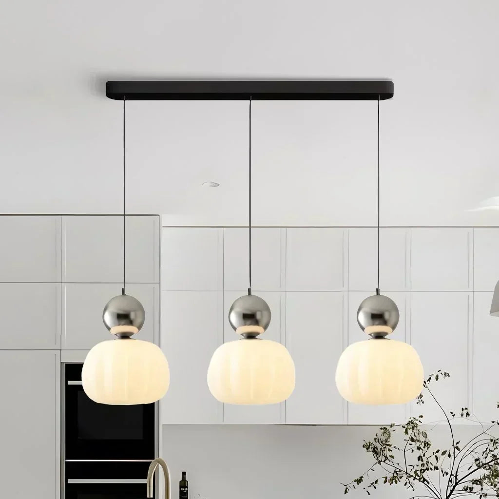 Art Deco Pendant Light – Cream G9 Hanging Lamp with Adjustable Cable