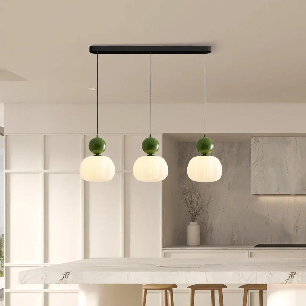 Art Deco Pendant Light – Cream G9 Hanging Lamp with Adjustable Cable