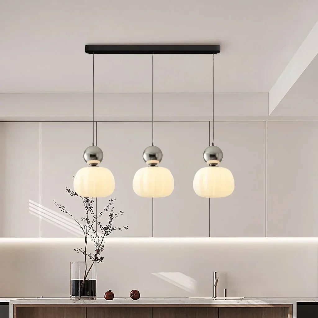 Art Deco Pendant Light – Cream G9 Hanging Lamp with Adjustable Cable