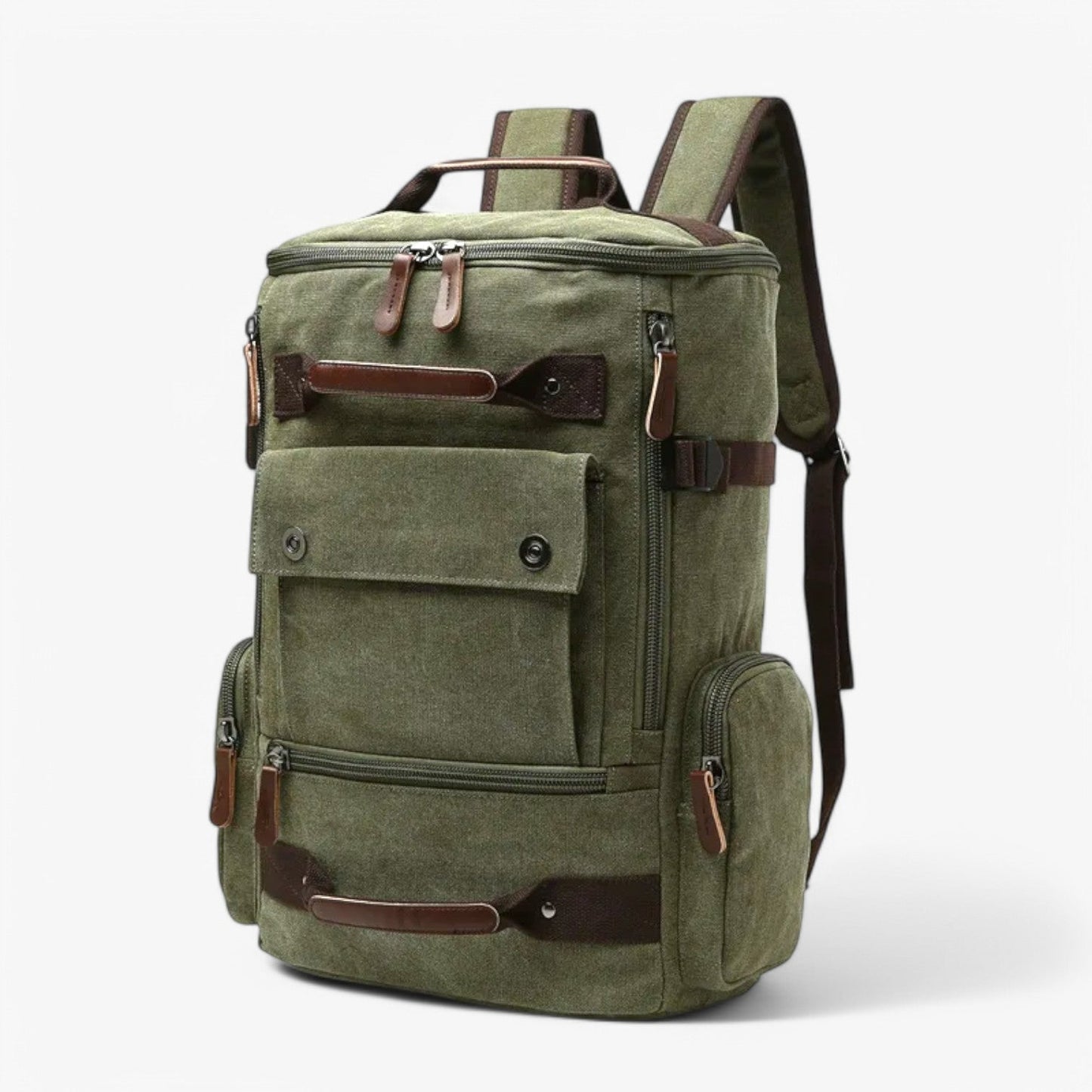 Vintage Canvas Backpack – Durable Unisex Rucksack with Laptop Compartment