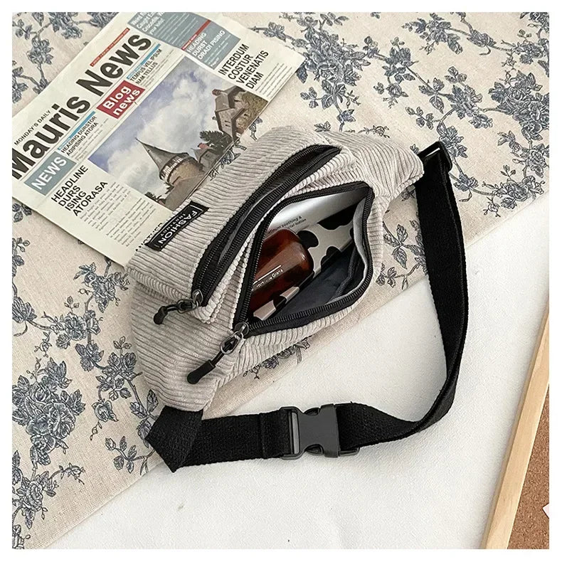 White Crossbody Belt Bag – Adjustable Waist Pack for Women & Men | Stylish, Spacious & Durable