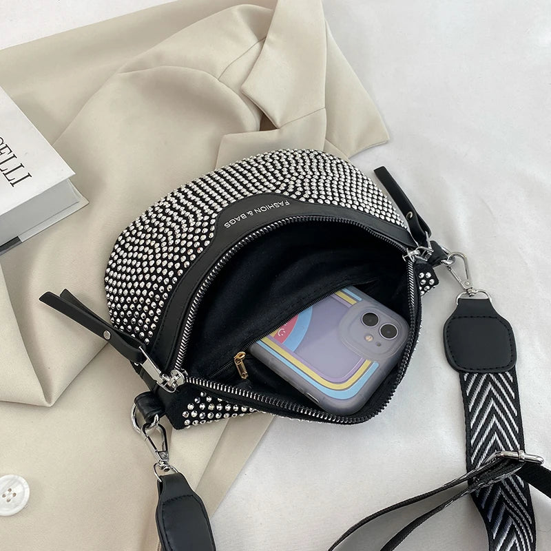 Luxury Studded Crossbody & Waist Bag with Extra Pouch – Chic Shoulder Bag Style