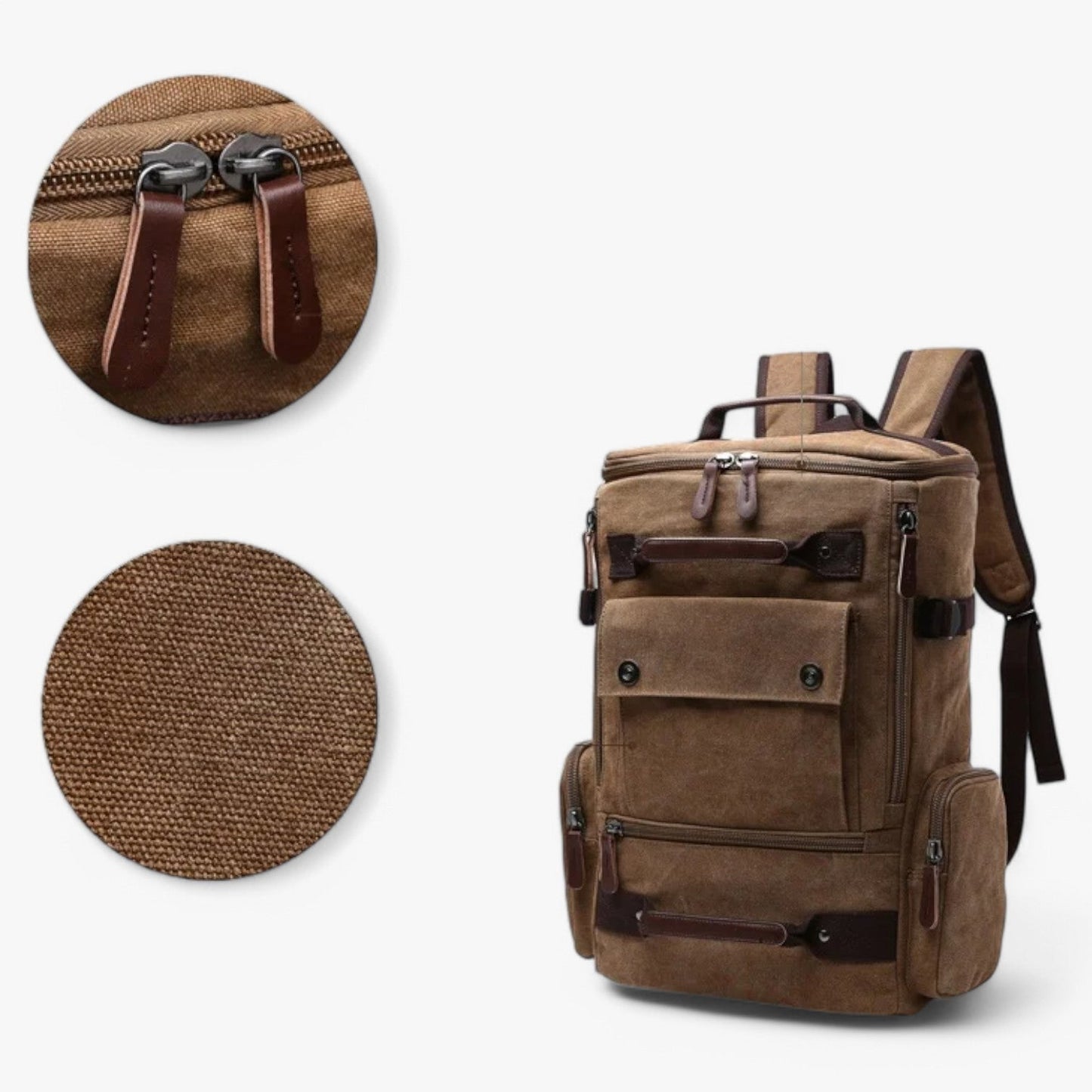 Vintage Canvas Backpack – Durable Unisex Rucksack with Laptop Compartment