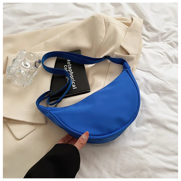 Women's Half Moon Shoulder Bag – Adjustable Canvas Crossbody – Lightweight, Stylish & Versatile