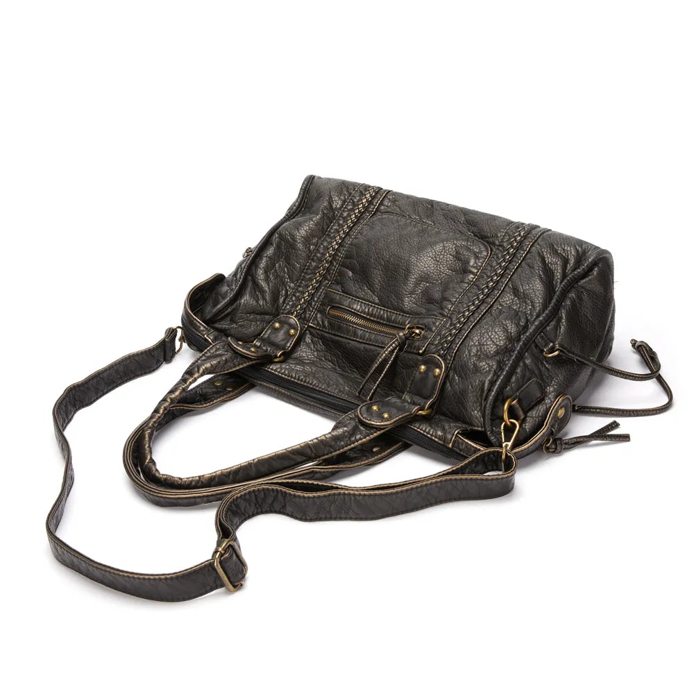Luxe Black Leather Tote Bag for Women – Timeless Design with Spacious Interior