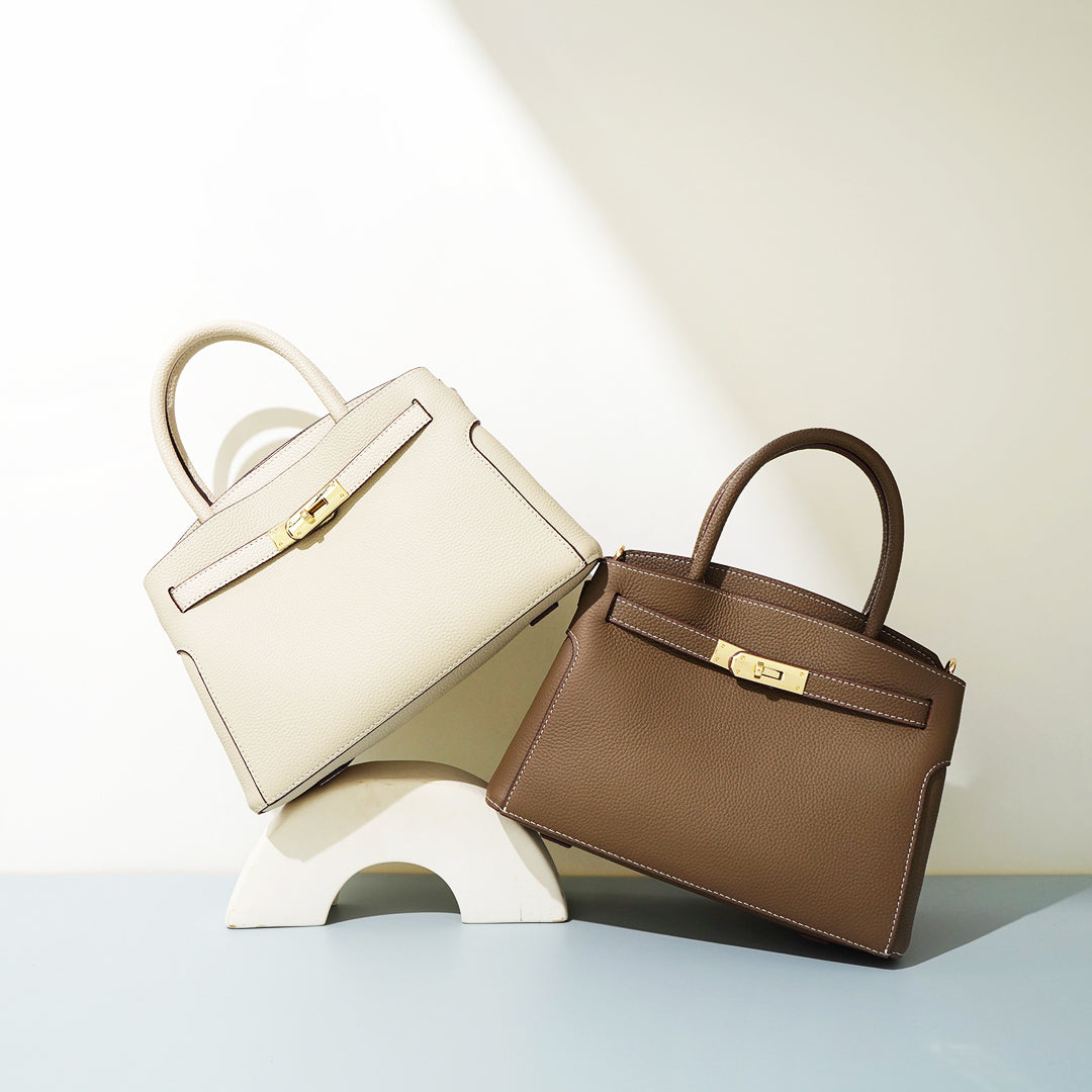 Elegant Vegan Handbag with Gold Lock – Luxury Chic Evening & Work Tote
