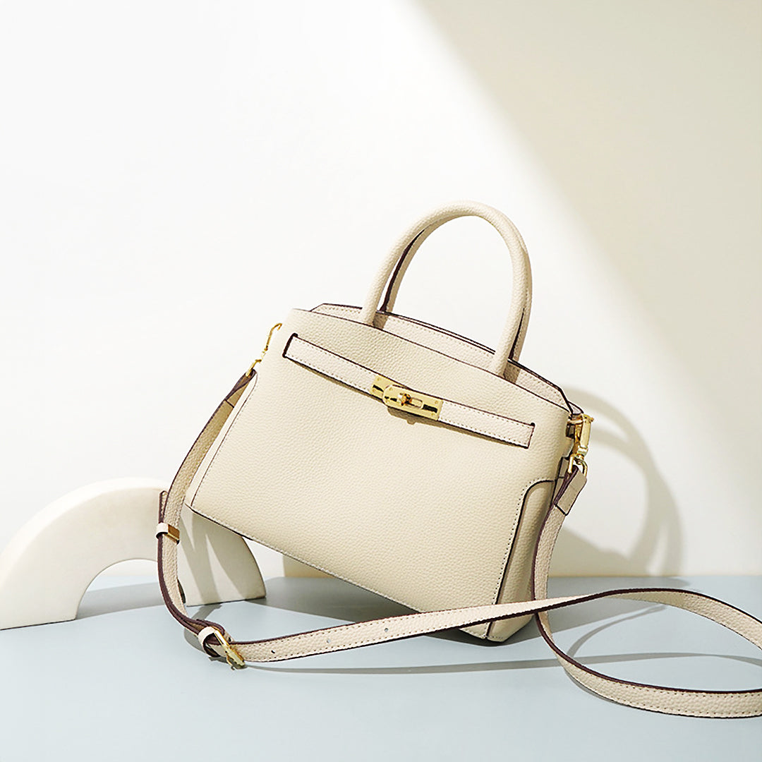 Elegant Vegan Handbag with Gold Lock – Luxury Chic Evening & Work Tote