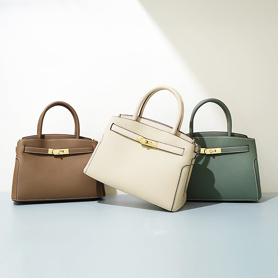 Elegant Vegan Handbag with Gold Lock – Luxury Chic Evening & Work Tote
