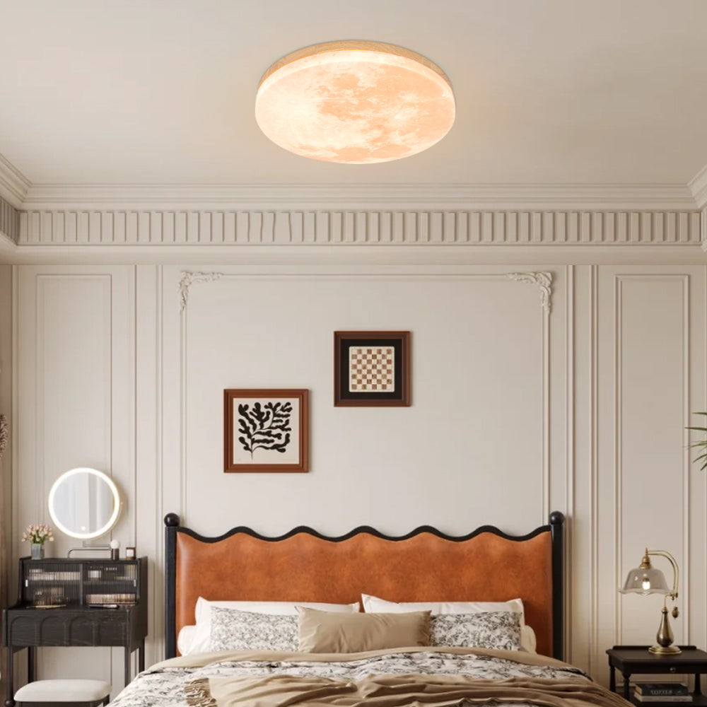 Modern Moon-Inspired Flush Mount Ceiling Light – LED, Dimmable, Minimalist Design for Bedroom & Living Room
