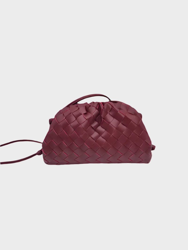 Amelia Mini Vegan Leather Shoulder Bag – Compact Woven Crossbody for Women