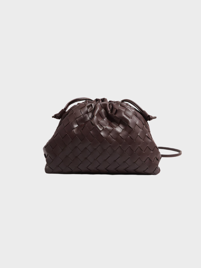 Amelia Mini Vegan Leather Shoulder Bag – Compact Woven Crossbody for Women
