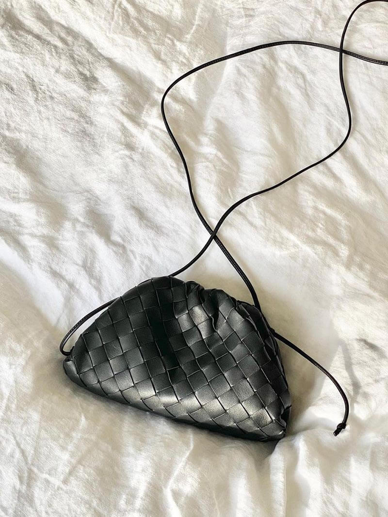 Amelia Mini Vegan Leather Shoulder Bag – Compact Woven Crossbody for Women