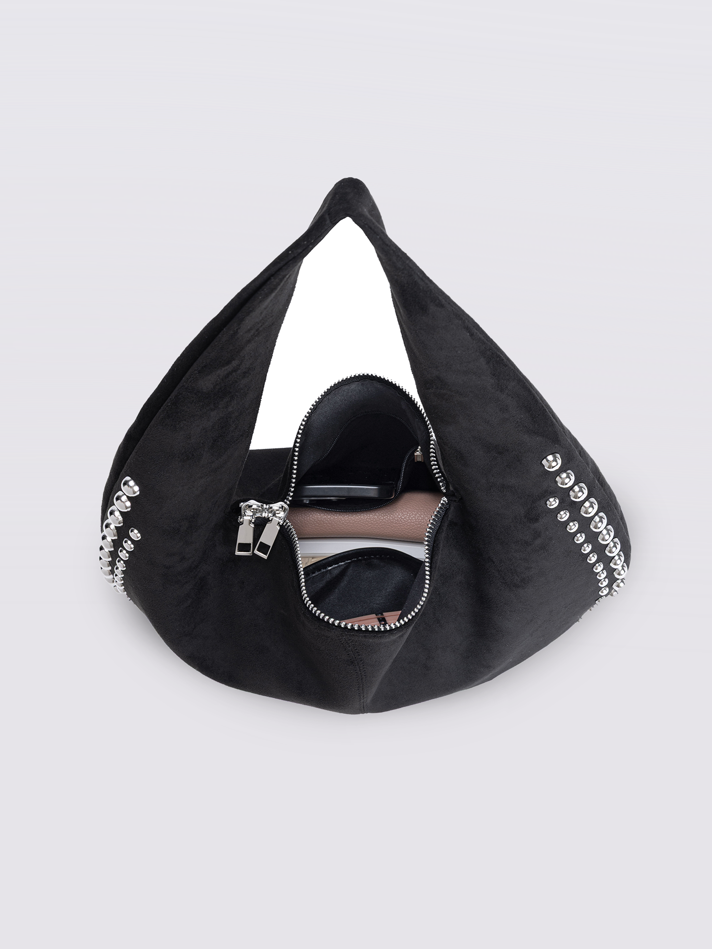 Black Vegan Leather Shoulder Bag with Studs – Bold & Stylish