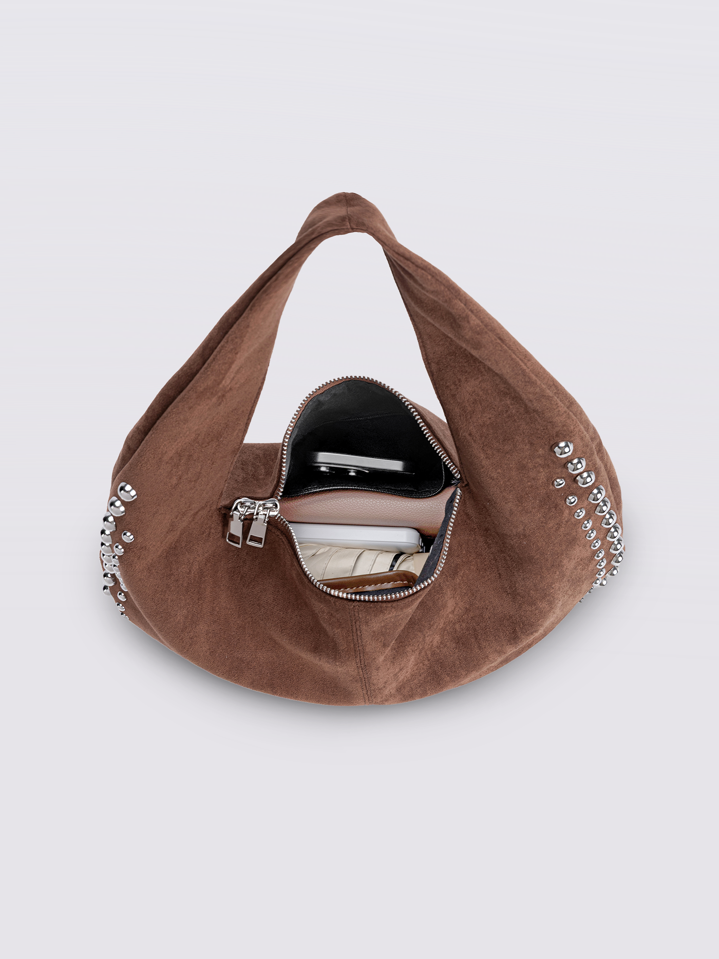 Black Vegan Leather Shoulder Bag with Studs – Bold & Stylish