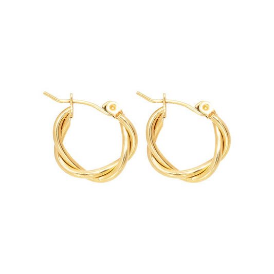 Gold Twisted Hoop Earrings – Elegant Gold-Plated Stainless Steel Hoops for Women – Hypoallergenic, Lightweight, and Versatile Fashion Jewelry