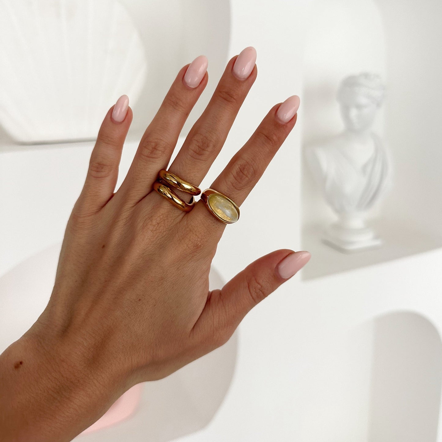 Minimalist Gold Double Band Ring – Women’s Stacking Open Ring, Hypoallergenic Stainless Steel Jewelry