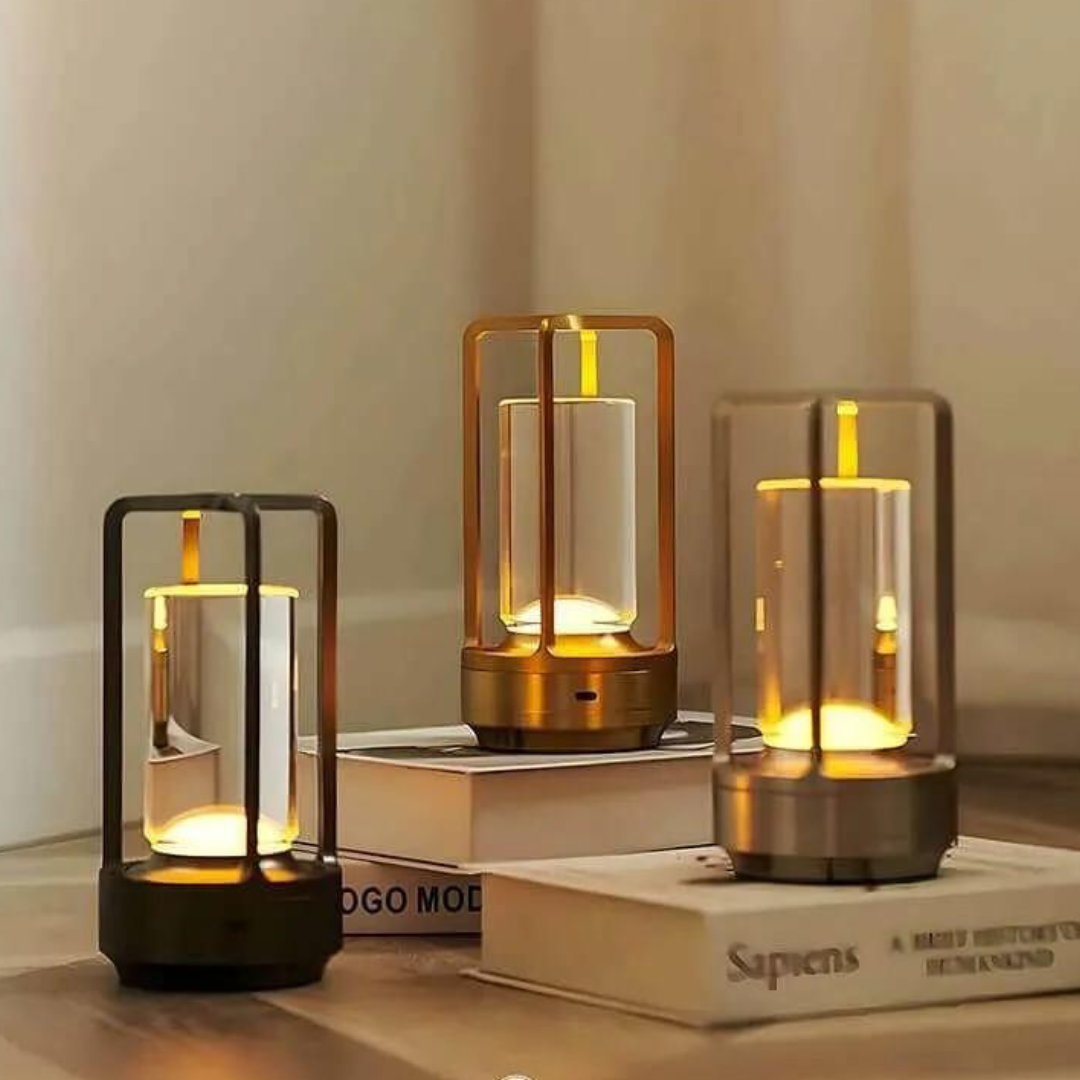 Vintage LED Table Lamp – Rechargeable, Dimmable Retro Design with Warm White Light