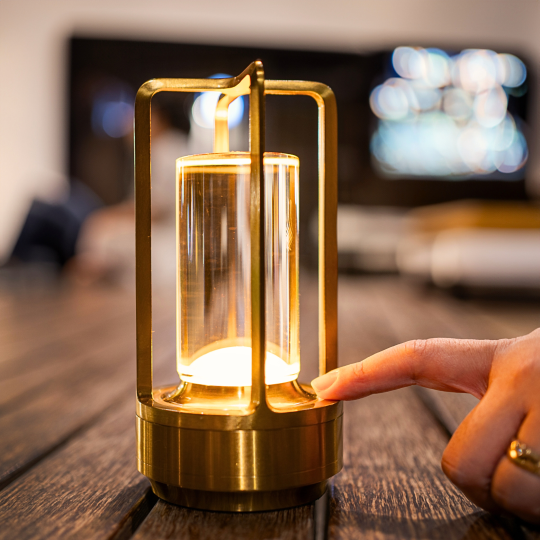 Vintage LED Table Lamp – Rechargeable, Dimmable Retro Design with Warm White Light