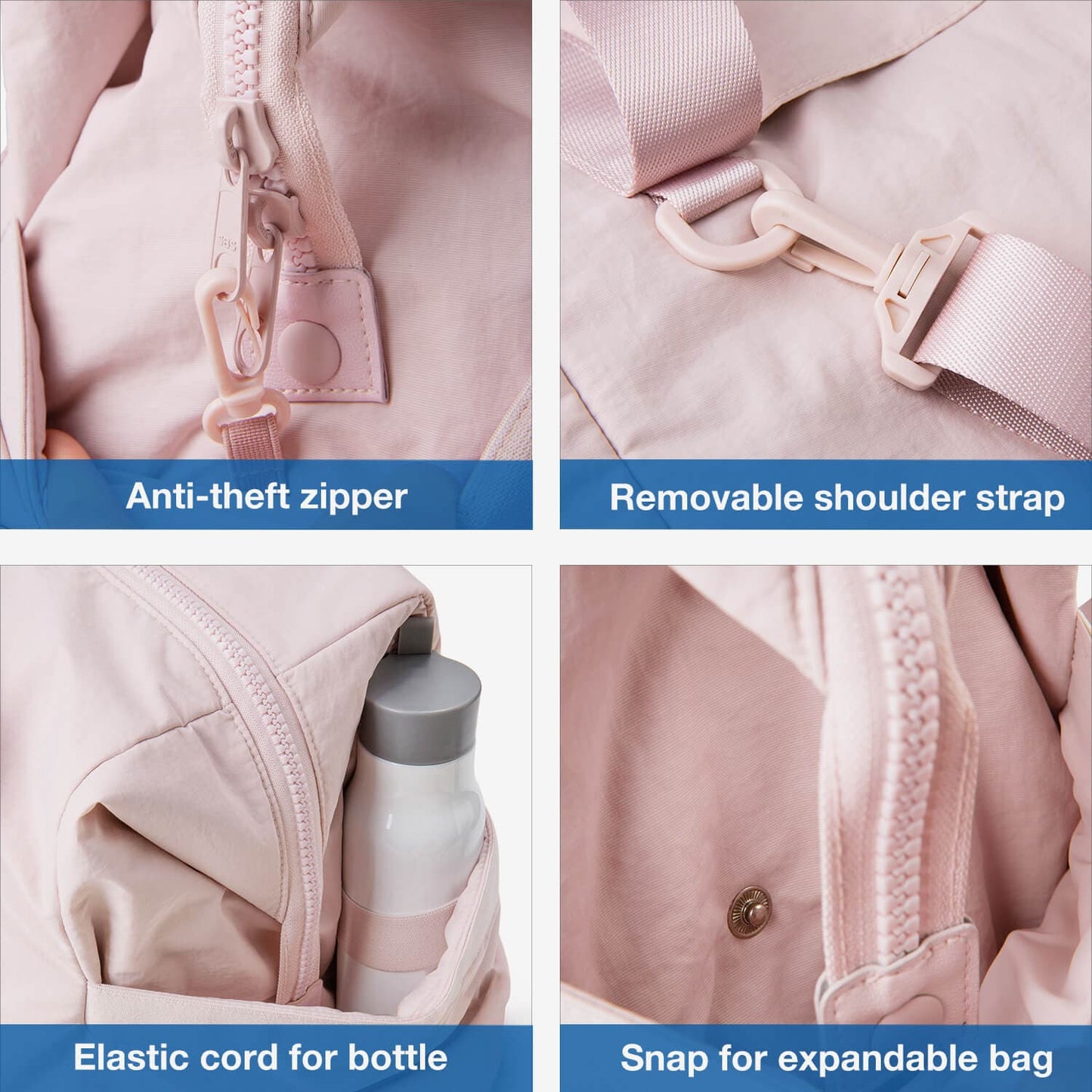 Pink Waterproof Gym & Travel Duffel Bag with Yoga Mat Holder – Shoe Compartment & Anti-Theft Zipper